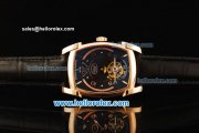 Parmigiani Kalpa XL Swiss Tourbillon Manual Winding Movement Rose Gold Case with Black Dial and Black Leather Strap