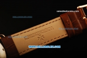 Vacheron Constantin Malte Swiss ETA 2824 Automatic Rose Gold Case with White Dial and Brown Leather Strap