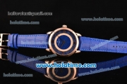 Vacheron Constantin Metiers D Art Miyota OS2035 Quartz Rose Gold Case with Blue Dial and Blue Leather Strap