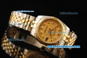 Rolex Datejust Automatic Movement ETA Coating Case with Gold Dial and Gold Bezel-Two Tone Strap