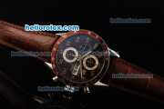 Tag Heuer Carrera Swiss Valjoux 7750 Automatic Movement Steel Case with Brown Dial and Brown Leather Strap