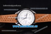 Tag Heuer Carrera Mikrograph 100th anniversary 2016 Miyota Quartz Steel Case with Arabic Numeral Markers White Dial and Brown Leather Strap