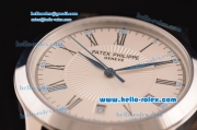 Patek Philippe Calatrava Swiss ETA 2824 Automatic Steel Case with Black Leather Strap White Dial Roman Markers