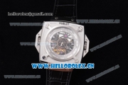 Hublot Masterpiece MP 08 Antikythera Sunmoon Asia 2813 Automatic Steel Case Skeleton Dial Grey Leather Strap and Stick Markers