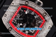 Richard Mille RM010 Miyota 9015 Automatic Steel/Diamonds Case with Skeleton Dial and Red Inner Bezel