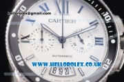 Cartier Calibre de Cartier Diver Chrono Miyota OS20 Quartz Stainless Steel Case/Bracelet with White Dial and Roman Markers