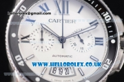 Cartier Calibre de Cartier Diver Chrono Miyota OS20 Quartz Stainless Steel Case/Bracelet with White Dial and Roman Markers