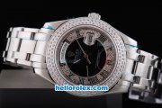 Rolex Day-Date Oyster Perpetual Automatic Full Diamond Bezel with Black and Diamond Dial,Roman Marking-Big Calendar Rolex Day-Date Oyster Perpetual Automatic Full Diamond Bezel with Black and Diamond Dial,Roman Marking-Big Calendar