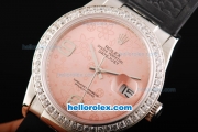 Rolex Datejust Automatic Movement Swiss Coating Case with Diamond Bezel-Rose Gold Dial and Black Rubber Strap