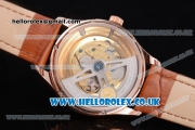 IWC Portugueser Tourbillon Hand-Wound Asia 2813 Automatic Rose Gold Case with Brown Dial Brown Leather Strap and Arabic Numeral Markers