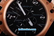 U-Boat Thousands of Feet Chronograph Automatic Rose Gold Bezel with Black Dial-White Marking