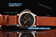 Panerai Power Reserve Asia ST25 Automatic Steel Case with Brown Leather Strap Black Dial
