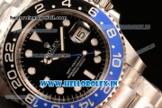 Rolex GMT-Master II Clone Rolex 3186 Automatic 904 Steel Case Black Dial With Dots Markers Steel Bracelet - 1:1 Original(NOOB)