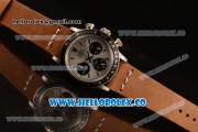 Rolex Daytona Vintage Edition Chrono Miyota OS20 Quartz Steel Case with Silver Dial and Brown Leather Strap
