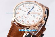 IWC Schaffhausen Quartz Movement Rose Gold Case with White dial and Rose Gold Marking