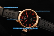 U-BOAT IFO Left Hook Automatic Movement Rose Gold Bezel with Black Dial and Leather Strap-Red Marking