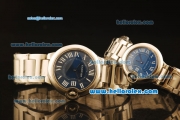 Cartier Ballon bleu de Swiss ETA Quartz Full Steel with Blue Dial and Roman Markers