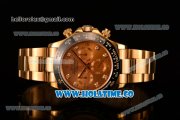 Rolex Daytona Chrono Swiss Valjoux 7750 Automatic Yellow Gold Case/Bracelet with Gold Dial Ceramic Bezel and Diamonds Markers (BP)