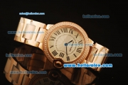 Cartier Ballon Bleu De Swiss ETA Quartz Full Rose Gold with Diamond Bezel and White Dial