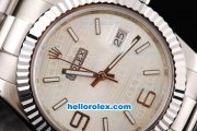 Rolex Datejust II Oyster Perpetual Automatic Movement Silver/Yellow Rolex Logo Dial with Stick/Numeral Marker and SS Strap
