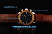Bvlgari Bvlgari Chronograph Miyota Quartz Movement Blue Dial with Rose Gold Bezel and Brown Leather Strap