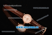 Patek Philippe Calatrava Miyota Quartz Rose Gold Case with White Dial and Diamonds Markers - Diamonds Bezel