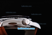 Rolex Datejust Working Chronograph Automatic Movement with Black Dial-Brown Leather Strap