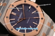 Audemars Piguet Royal Oak Swiss ETA 2824 Automatic Two Tone Case with Stick Markers and Blue Grid Dial - 1:1 Original