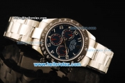 Rolex Daytona Chronograph Swiss Valjoux 7750 Automatic Movement Steel Case with Blue Dial and Black Bezel-Steel Strap