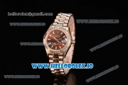 Rolex Datejust Swiss ETA 2671 Automatic Rose Gold Case with Brown Dial Stick Markers and Rose Gold Bracelet (BP)