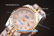 Rolex Datejust Ladies Swiss ETA 2671 Automatic Movement Two Tone Case with White MOP Dial and Diamond Markers