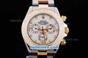 Rolex Daytona Oyster Perpetual Automatic Two Tone with Diamond Bezel,White Dial and Diamond Marking