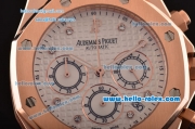 Audemars Piguet Royal Oak Chronograph Miyota OS20 Quartz Rose Gold Case with Brown Leather Strap White Dial and Dimond Markers