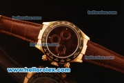 Rolex Daytona Chronograph Swiss Valjoux 7750 Automatic Rose Gold Case with Brown Dial and Brown Leather Strap