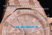 Audemars Piguet Royal Oak Chronograph Swiss Valjoux 7750 Automatic Rose Gold/Diamonds Case with Diamonds Bezel Diamonds Dial and Stick Markers (EF)