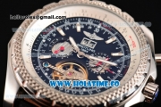 Breitling for Bentley Tourbillon Skeleton Automatic with Black Dial and White Bezel-Black Leather Strap