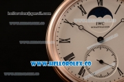 IWC Portofino Vintage Moonphase Asia 6497 Manual Winding Rose Gold Case with White Dial and Brown Leather Strap - (AAAF)