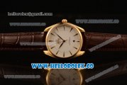 Omega De Ville Tresor Master Co-Axial Clone 8800 Automatic Yellow Gold Case with White Dial and Brown Leather Strap - (YF)
