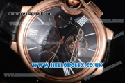 Cartier Ballon Bleu De Tourbillon Asia ST25 Automatic Rose Gold Case with Black Dial Stick Markers and Black Leather Strap