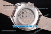 Cartier Cle de Cartier Tourbillon Asia Automatic Steel Case with White Dial Roman Numeral Markers and Brown Leather Strap