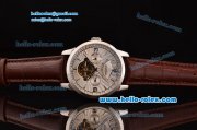 Jaeger-LECoultre Master Reserve De Marche Tourbillon Power Reserver Asia HT30 Automatic Steel Case with Brown Leather Strap White Dial