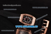 Richard Mille RM 007 Miyota 9015 Automatic Diamonds/Rose Gold Case with Skeleton Dial and White Arabic Numeal Markers (K)
