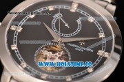 Vacheron Constantin Patrimony Tourbillon Full Steel with Black Dial and Diamonds Markers