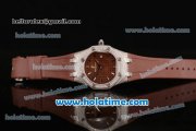 Audemars Piguet Royal Oak Ladies Swiss Quartz Steel/Diamond Case with Brown Rubber Bracelet and Brown Dial - 1:1 Original