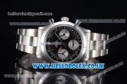 Rolex Pre-Daytona Chronograph Miyota OS20 Quartz Stainless Steel Case/Bracelet with Black Dial Stick Markers and White Subdial