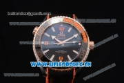 Omega Seamaster Planet Ocean 600M Clone Omega 8900 Automatic PVD Case with Black Dial and Black/Orange Rubber Strap Orange Arabic Numeral Markers (EF)