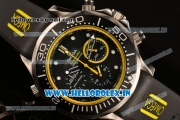 Omega Seamaster Diver 300M Chrono Miyota OS20 Quartz Steel Case with Black Dial and Yellow Inner Bezel