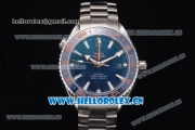 Omega Seamaster Planet Ocean 600M GMT Good Planet Clone Omega 8605 Automatic Stainless Steel Case/Bracelet with Stick Markers and Blue Dial (BP)