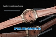 Cartier Ballon Bleu De Medium Swiss ETA 2671 Automatic Steel Case Pink Dial Roman Numeral Markers and Pink Genuine Leather Strap - 1:1 Original