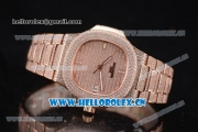 Patek Philippe Jumbo Nautilus Clone PP Automatic Rose Gold/Diamonds Case with Diamonds Dial and Stick Markers